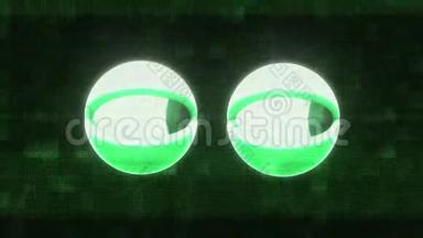 绿色眼睛观看故障液晶显示屏显示背景动画无缝环新质量通用关闭